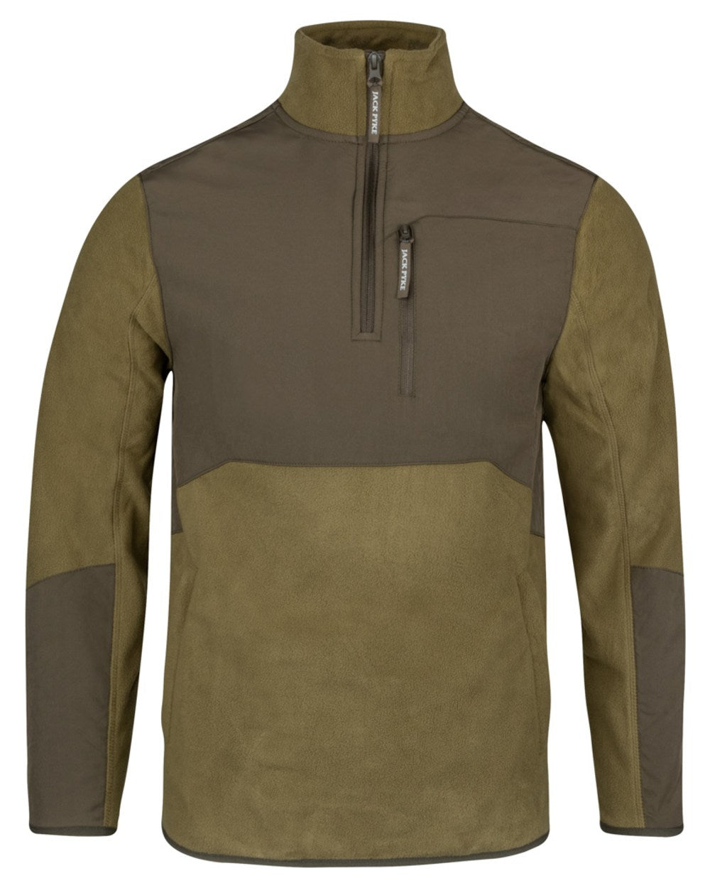 Dark Mustard coloured Jack Pyke Rannock Fleece Pullover on white background #colour_dark-mustard