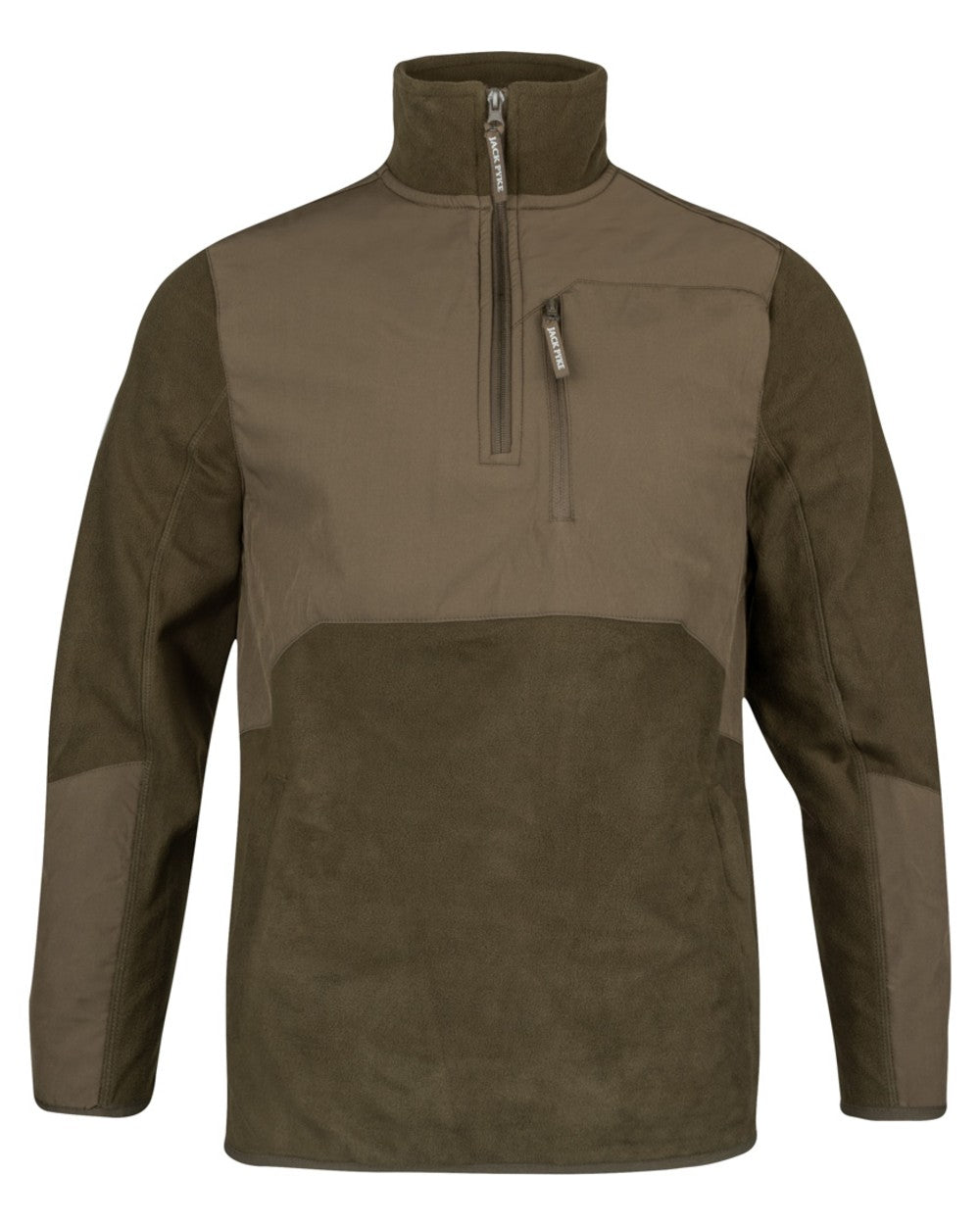 Dark Olive coloured Jack Pyke Rannock Fleece Pullover on white background #colour_dark-olive