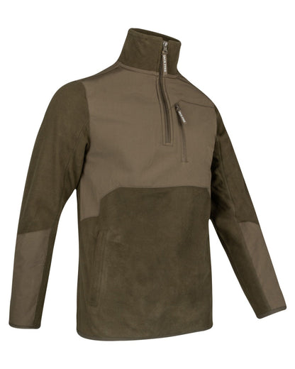 Dark Olive coloured Jack Pyke Rannock Fleece Pullover on white background #colour_dark-olive