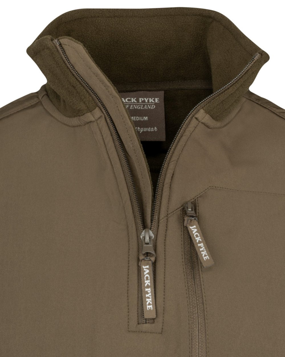 Dark Olive coloured Jack Pyke Rannock Fleece Pullover on white background #colour_dark-olive