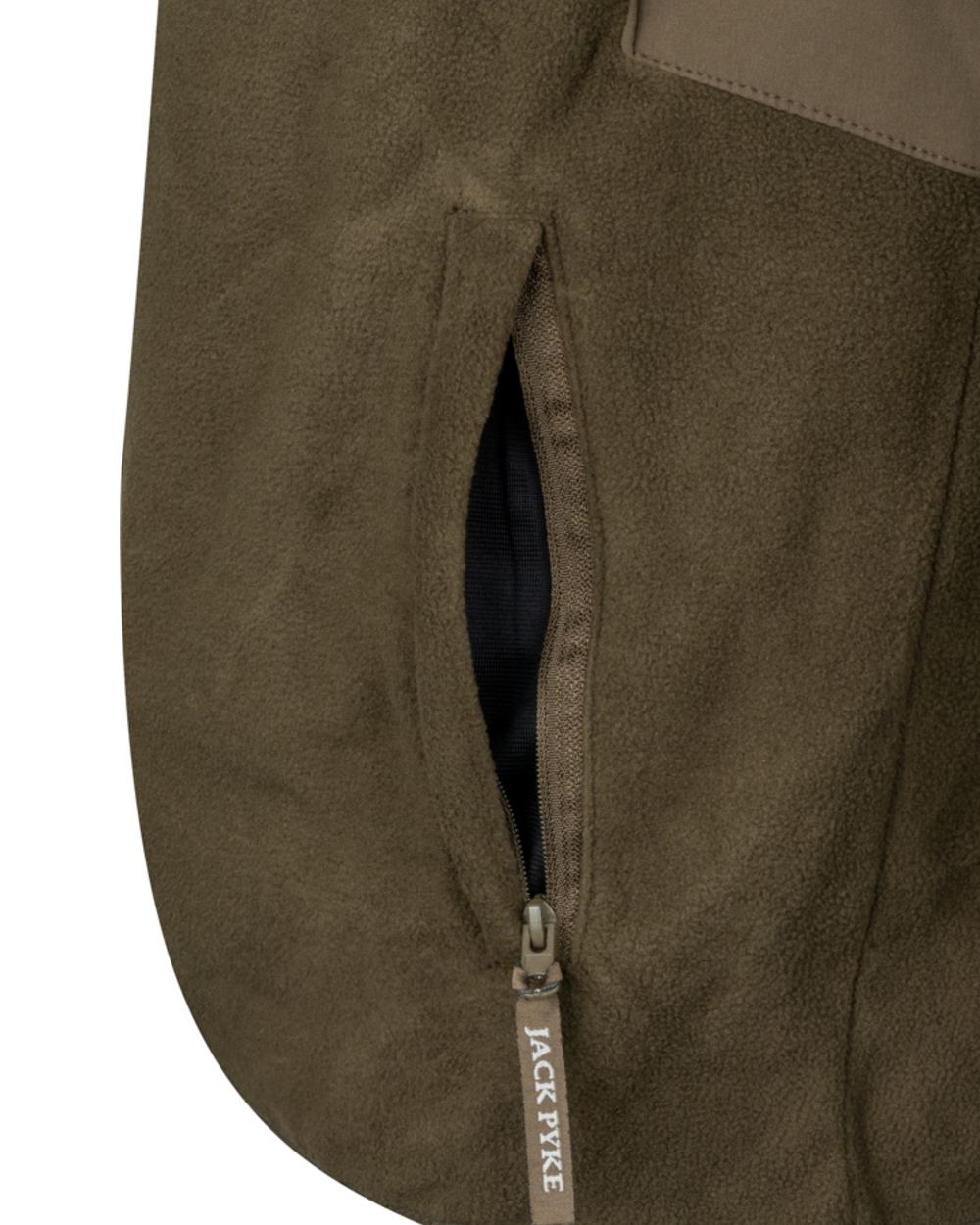 Dark Olive coloured Jack Pyke Rannock Fleece Pullover on white background #colour_dark-olive