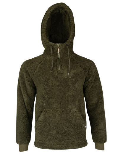 Dark Olive coloured Jack Pyke Sherpa Fleece Hoodie on white background #colour_dark-olive