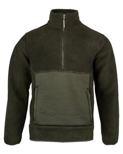 Dark Olive coloured Jack Pyke Sherpa Pullover on white background #colour_dark-olive
