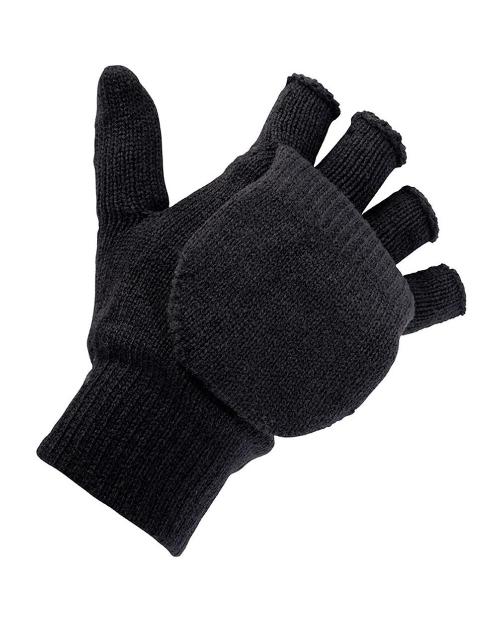 Black coloured Jack Pyke Shooters Mitts on white background #colour_black