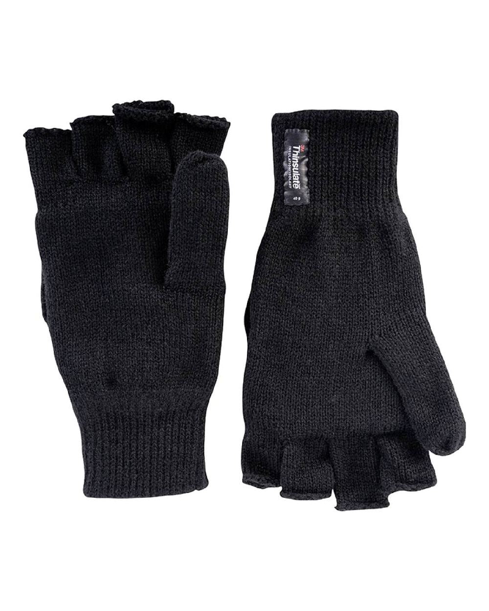 Black coloured Jack Pyke Shooters Mitts on white background #colour_black