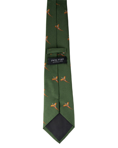 Green coloured Jack Pyke Shooting Tie Pheasant on white background #colour_green