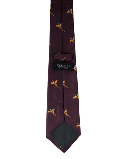 Wine coloured Jack Pyke Shooting Tie Pheasant on white background #colour_wine