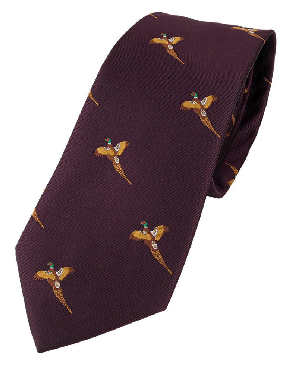 Wine coloured Jack Pyke Shooting Tie Pheasant on white background #colour_wine