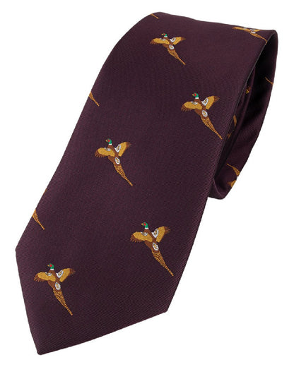 Wine coloured Jack Pyke Shooting Tie Pheasant on white background #colour_wine