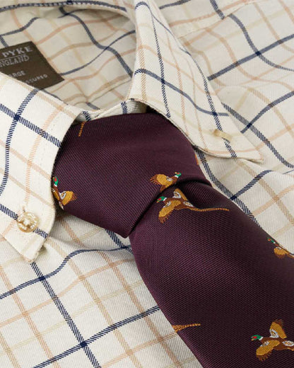 Wine coloured Jack Pyke Shooting Tie Pheasant on white background #colour_wine