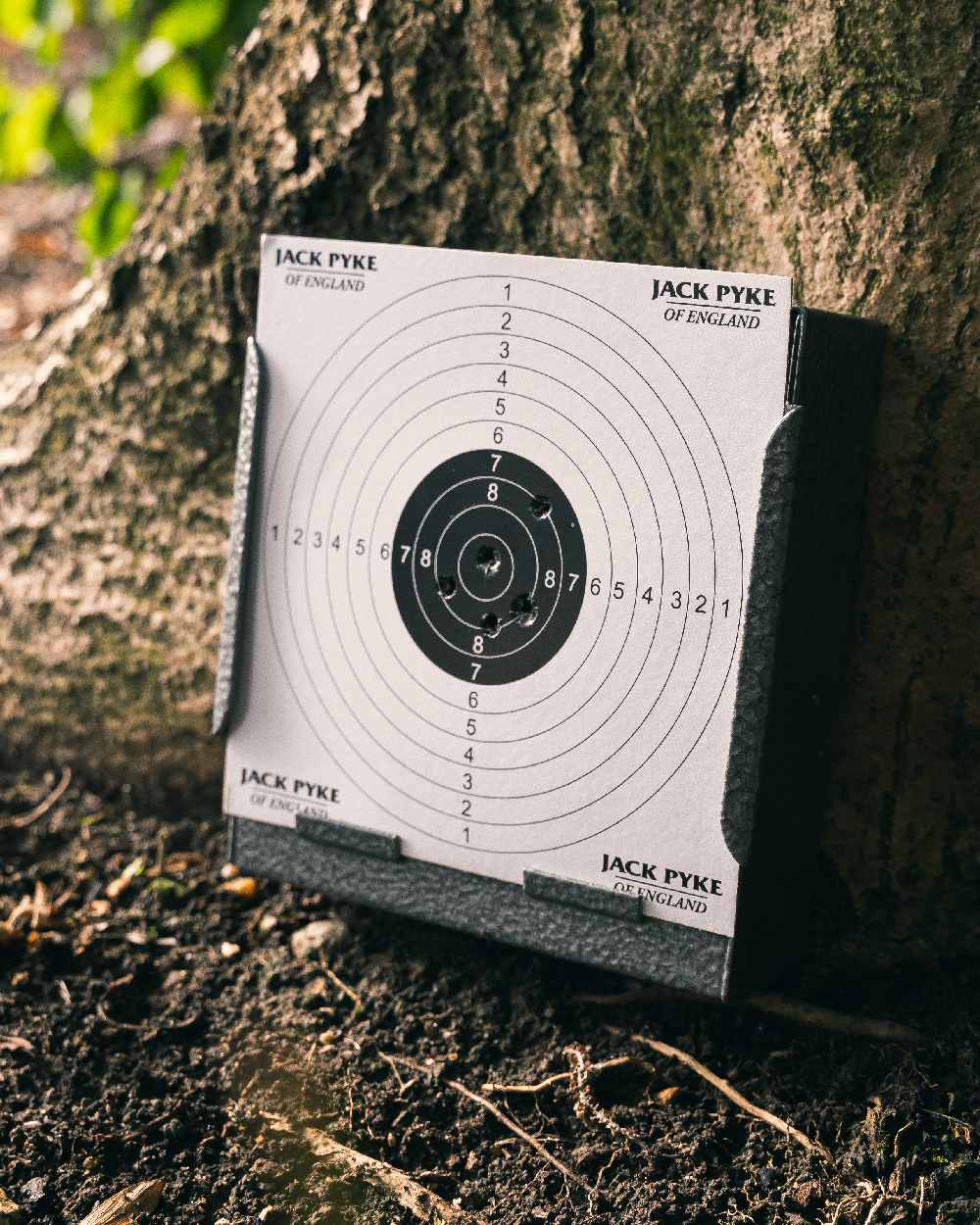 Jack Pyke Steel Paper Target Holder & Pellet Catcher on forest background