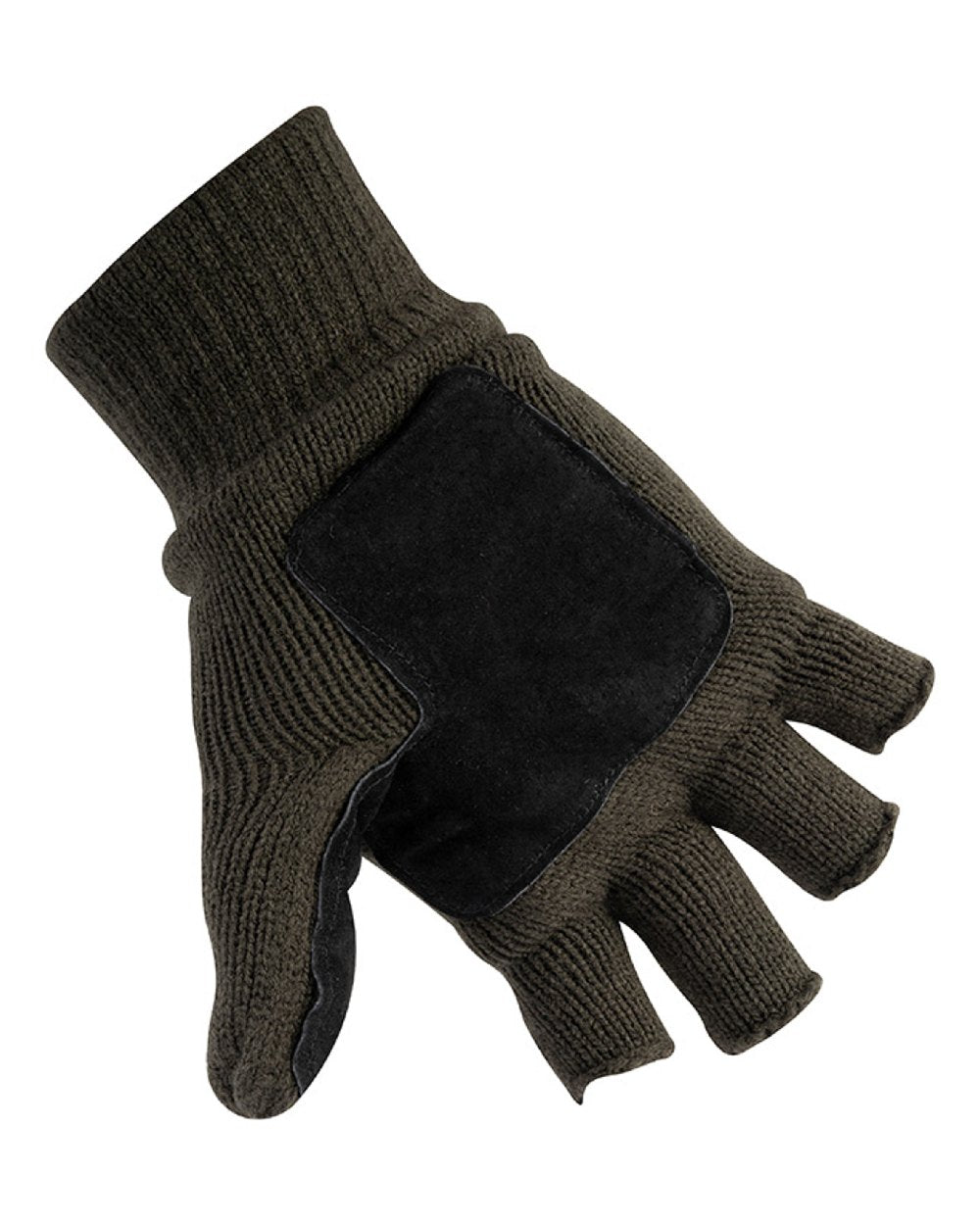 Green coloured Jack Pyke Suede Palm Shooters Mitts on white background #colour_green