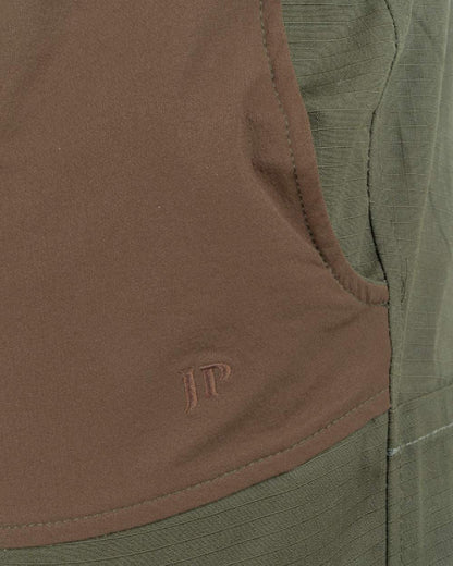 Brown coloured Jack Pyke Technical Hybrid Trousers on white background #colour_brown