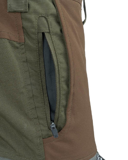 Brown coloured Jack Pyke Technical Hybrid Trousers on white background #colour_brown