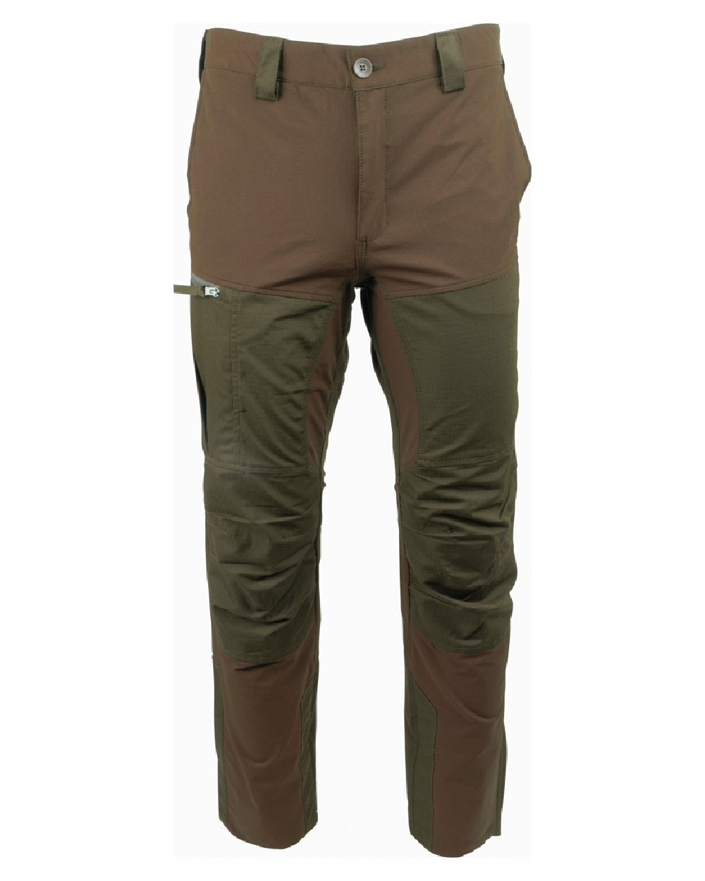 Brown coloured Jack Pyke Technical Hybrid Trousers on white background #colour_brown