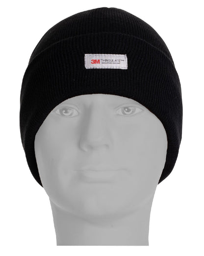 Black coloured Jack Pyke Thinsulate Bob Hat on white background #colour_black