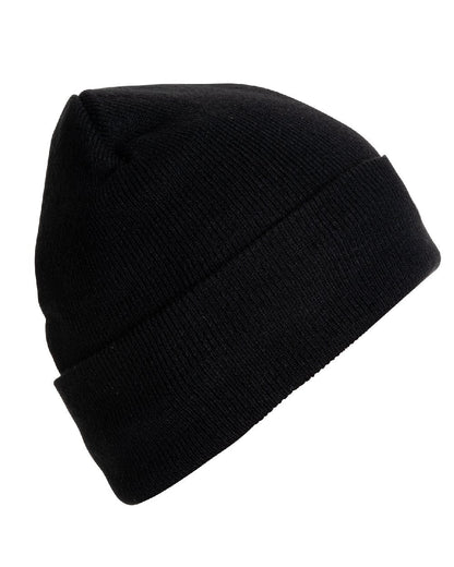 Black coloured Jack Pyke Thinsulate Bob Hat on white background #colour_black