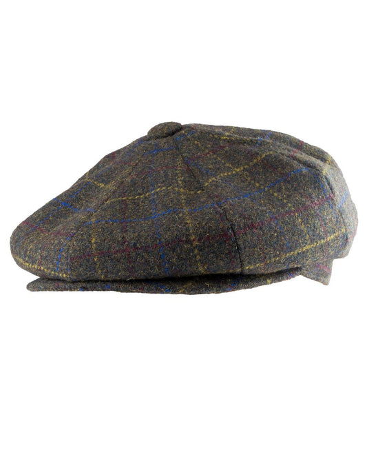 Brown Check coloured Jack Pyke Wool Blend Baker Boy Hat on white background #colour_brown-check