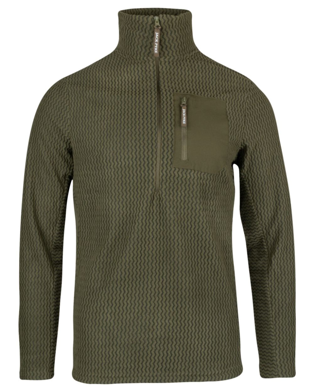 Green coloured Jack Pyke Z Fleece Pullover on white background #colour_green