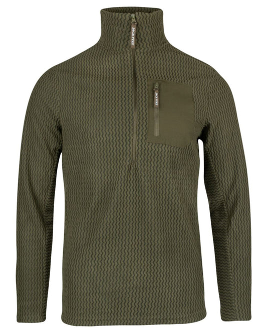 Green coloured Jack Pyke Z Fleece Pullover on white background #colour_green