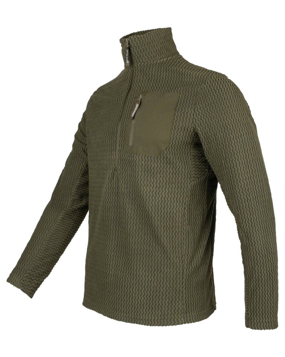 Green coloured Jack Pyke Z Fleece Pullover on white background #colour_green