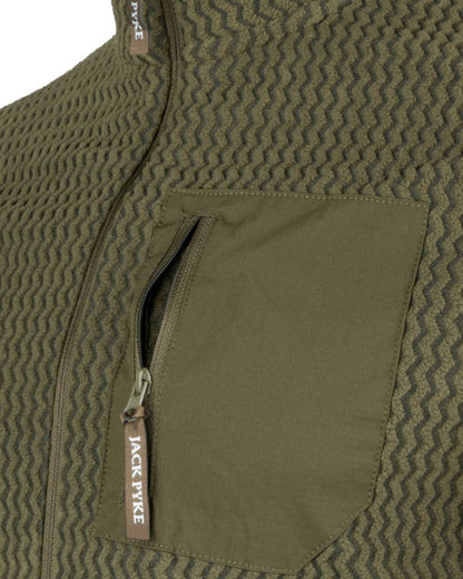 Green coloured Jack Pyke Z Fleece Pullover on white background #colour_green