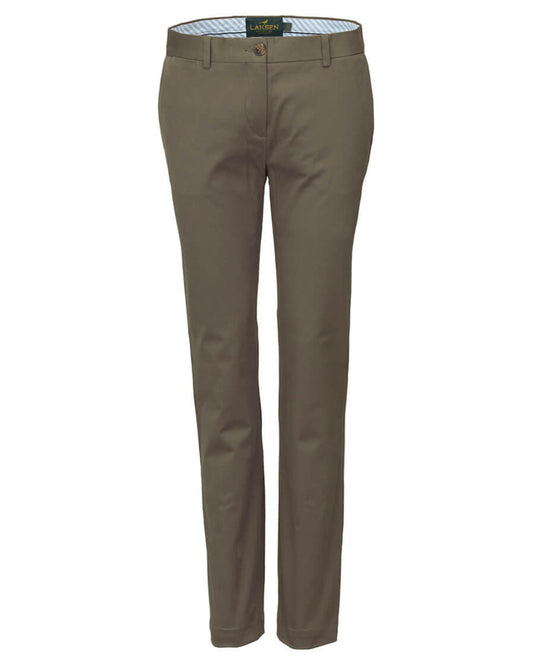 Khaki Coloured Laksen Pennyton Chino Trousers On A White Background #colour_khaki