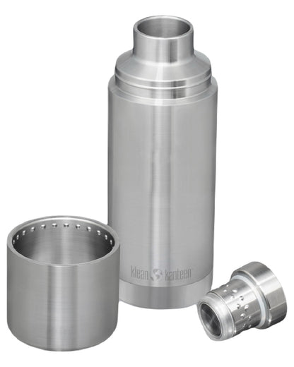 Brushed Stainless coloured Klean Kanteen Insulated TKPro Flask on white background #colour_brushed-stainless