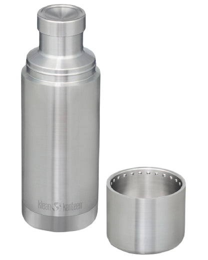 Brushed Stainless coloured Klean Kanteen Insulated TKPro Flask on white background #colour_brushed-stainless