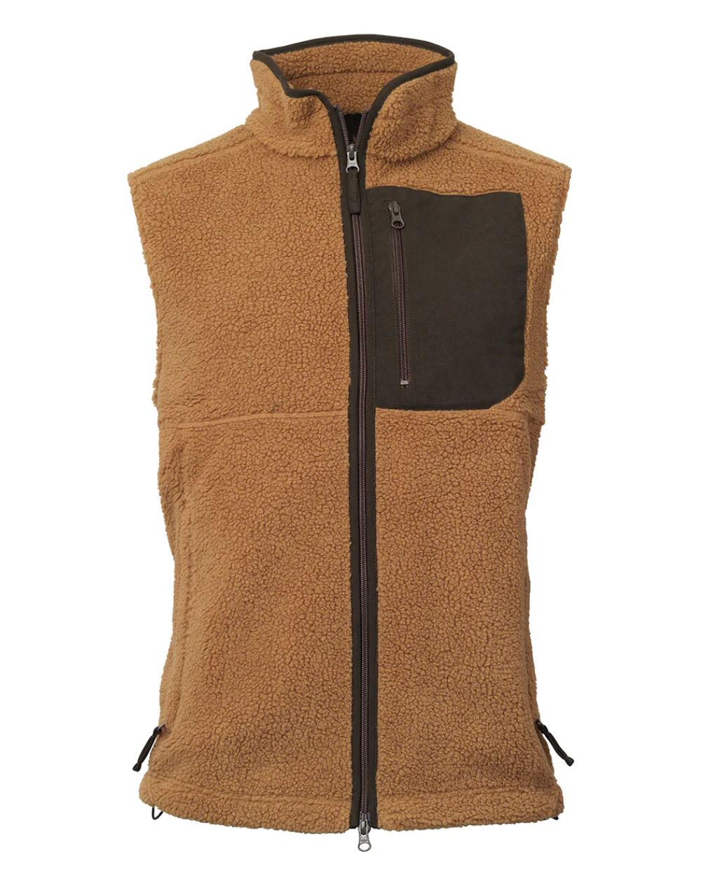 Toffee Coloured Laksen Bear Fleece Zip Vest on white background #colour_toffee