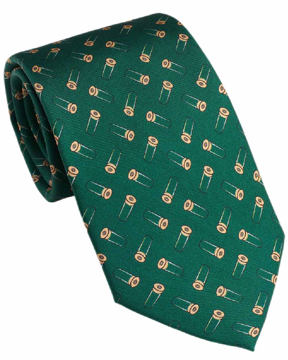 British Racing Green Coloured Laksen Cartridge Silhoute Tie on white background #colour_british-racing-green