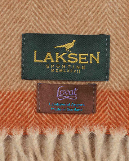 Camel coloured Laksen Cavendish Checks Scarf on white background #colour_camel
