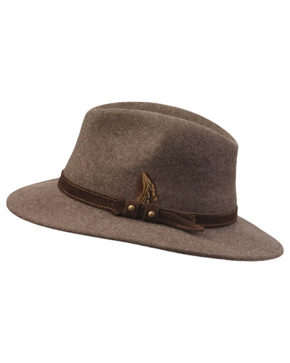 Brown coloured Laksen Country Fedora Felt Hat on white background #colour_brown