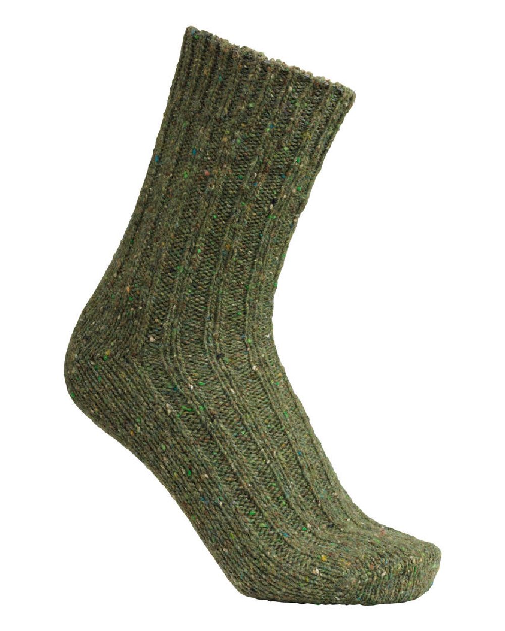 Olive coloured Laksen Firenze Wool Socks on white background #colour_olive