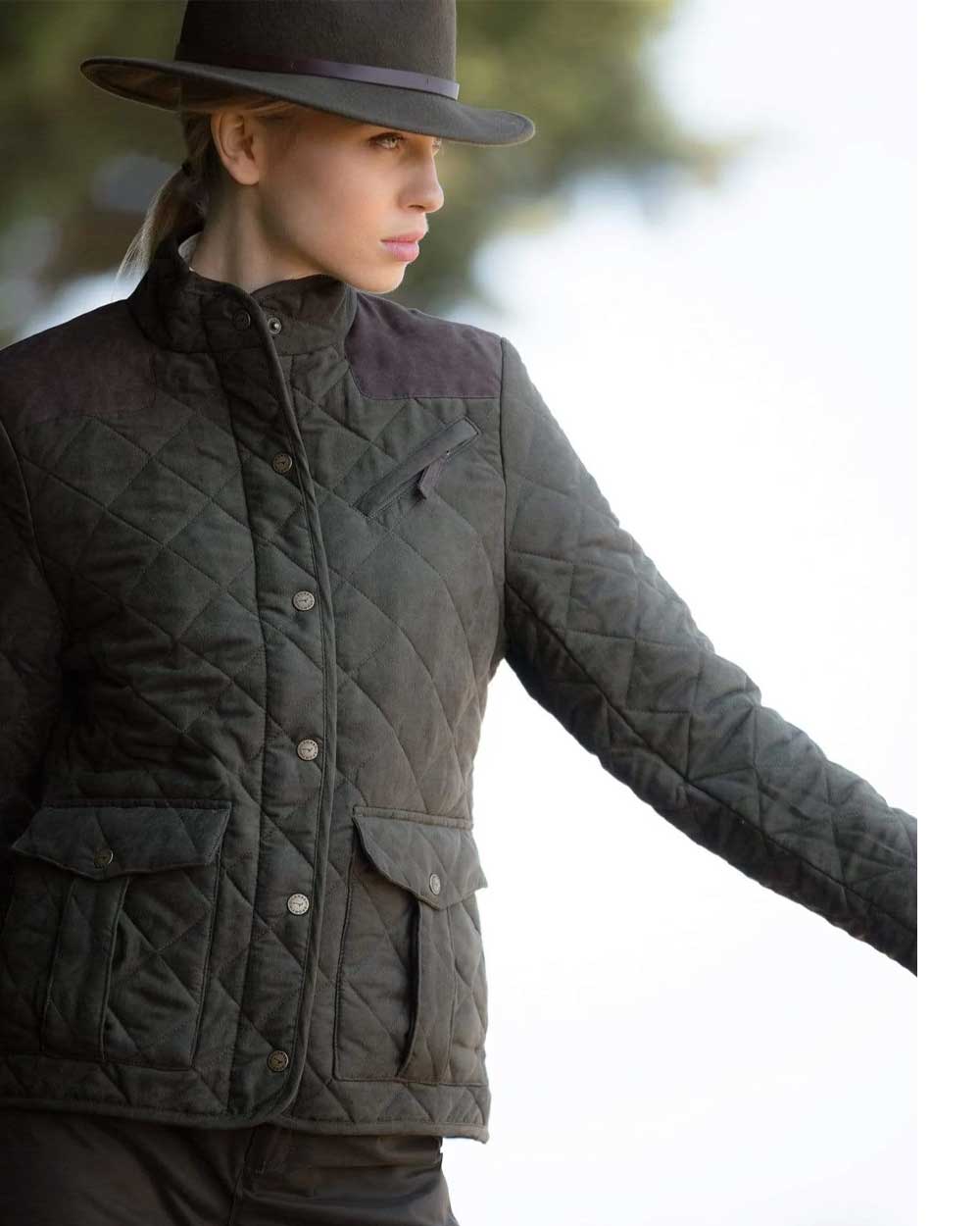 Laksen Lady Hampton Quilted Jacket in Olive #colour_olive