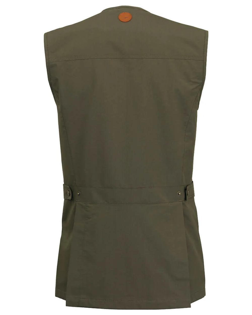 Olive coloured Laksen Marsh Shooting Vest on white background #colour_olive