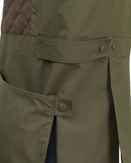 Olive coloured Laksen Marsh Shooting Vest on white background #colour_olive