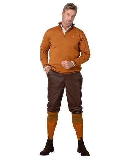 Savanna Brown coloured Laksen Mens Ardennes Leather Breeks on white background #colour_savanna-brown