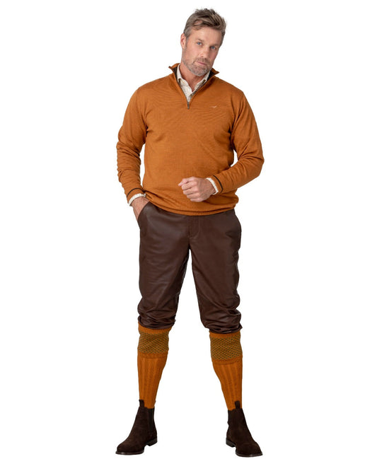 Savanna Brown coloured Laksen Mens Ardennes Leather Breeks on white background #colour_savanna-brown