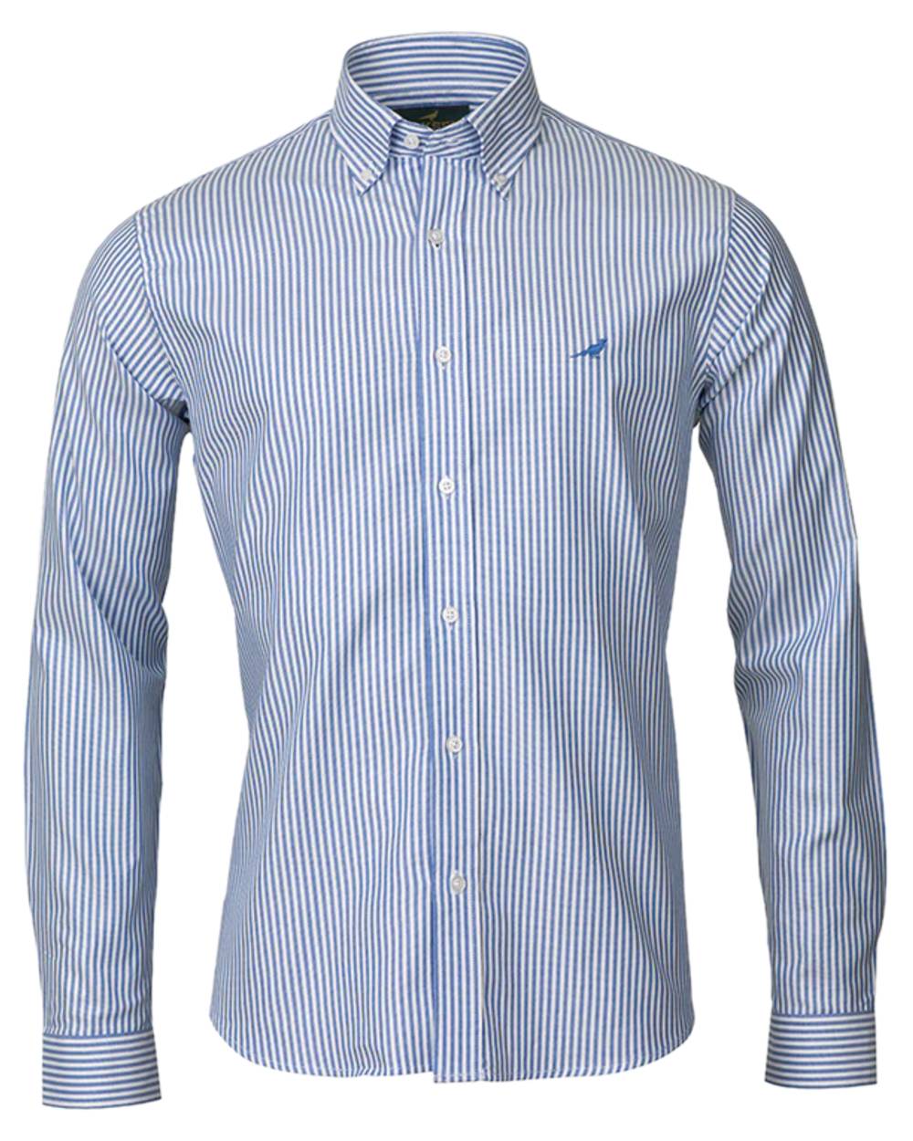 Navy Coloured Laksen Mens Eton 100% Oxford Cotton Shirt on white background #colour_navy