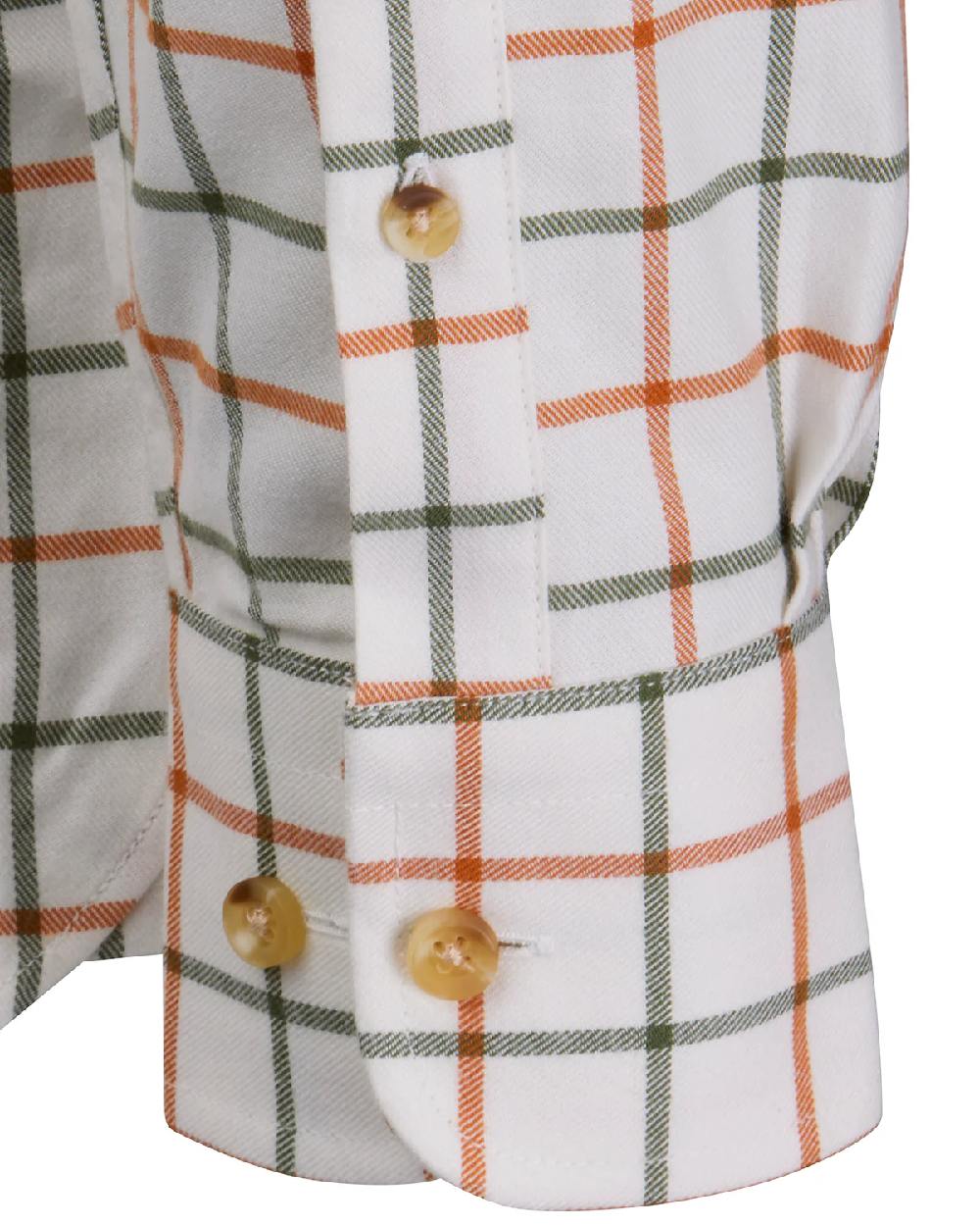 Burnt Orange Olive Coloured Laksen Mens Fabian Brushed Organic Cotton Shirt on white background #colour_burnt-orange-olive