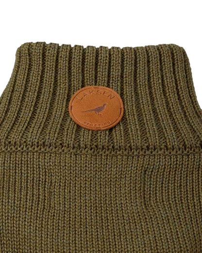 Olive Coloured Laksen Mens Fishermans Zip Sweater on white background #colour_olive