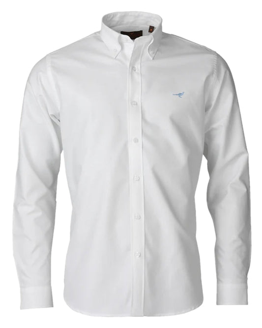 White Coloured Laksen Mens Harvard Oxford Shirt on white background #colour_white