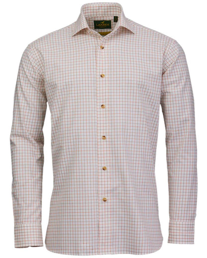 Burnt Orange Rum Coloured Laksen Mens Harvey Cotton Wool Shirt on white background #colour_burnt-orange-rum