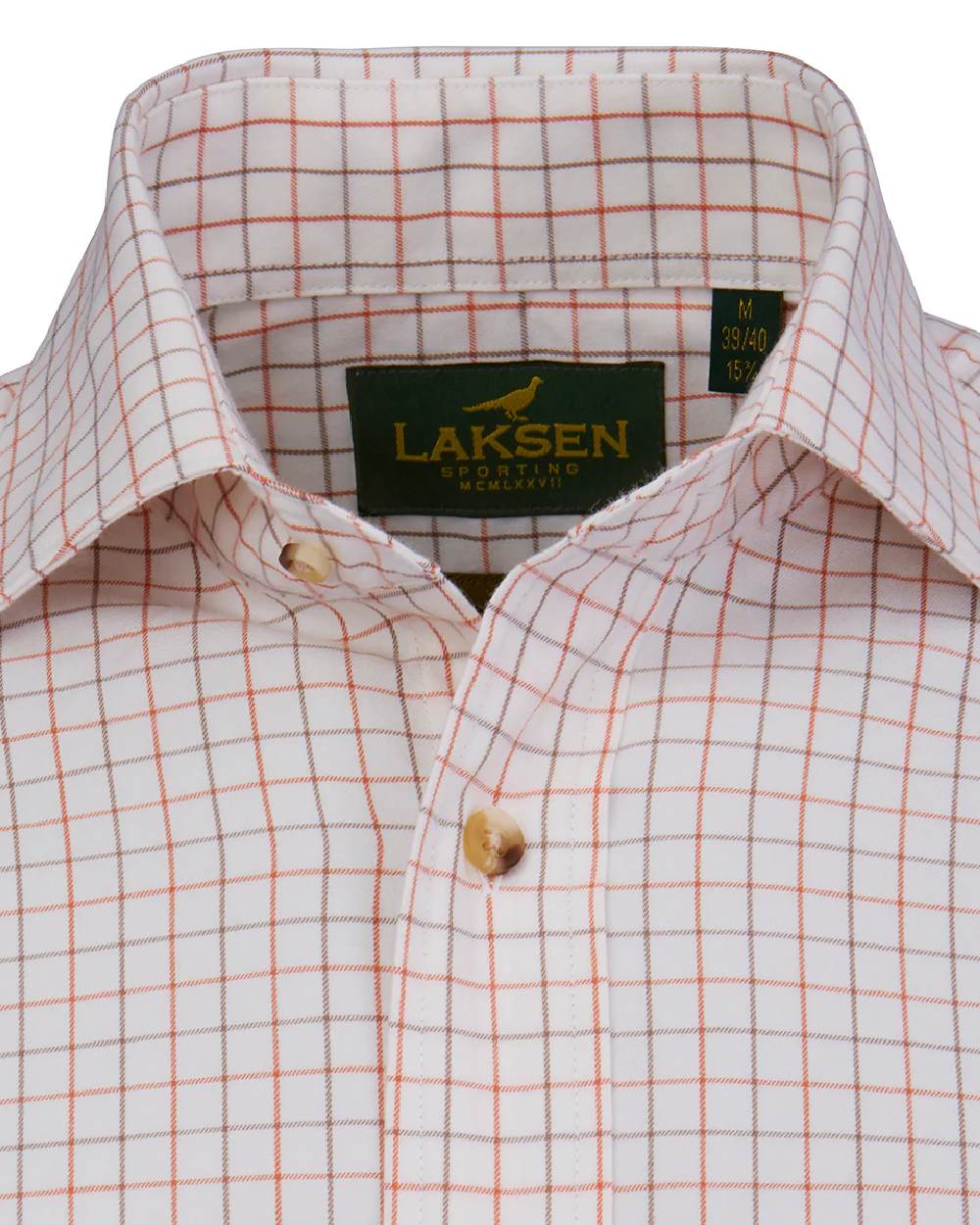 Burnt Orange Rum Coloured Laksen Mens Harvey Cotton Wool Shirt on white background #colour_burnt-orange-rum