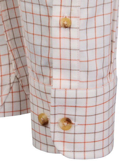 Burnt Orange Rum Coloured Laksen Mens Harvey Cotton Wool Shirt on white background #colour_burnt-orange-rum