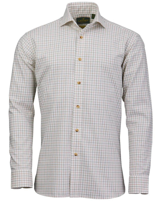Olive Rum Coloured Laksen Mens Irving Cotton Wool Shirt on white background #colour_olive-rum