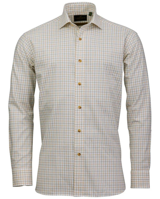 Gorse Olive Coloured Laksen Mens Jerrod Cotton Wool Shirt on white background #colour_gorse-olive
