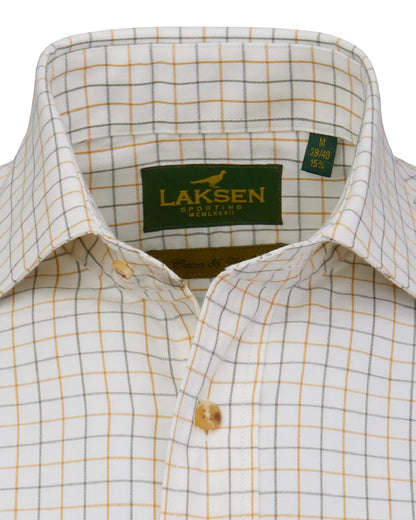 Gorse Olive Coloured Laksen Mens Jerrod Cotton Wool Shirt on white background #colour_gorse-olive