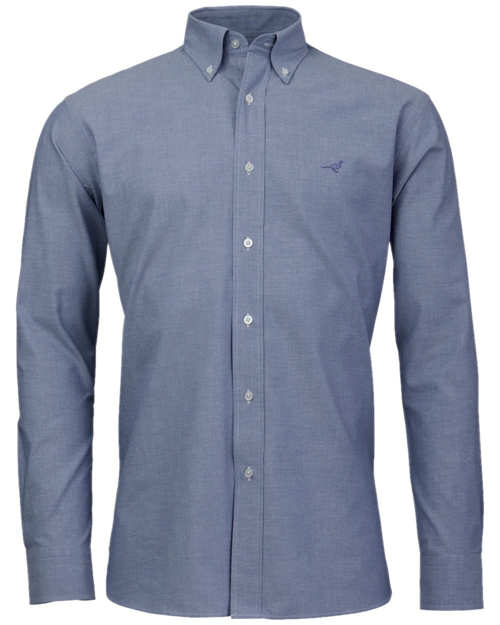 Light Blue Coloured Laksen Mens Kaleb Chambray Shirt on white background #colour_light-blue